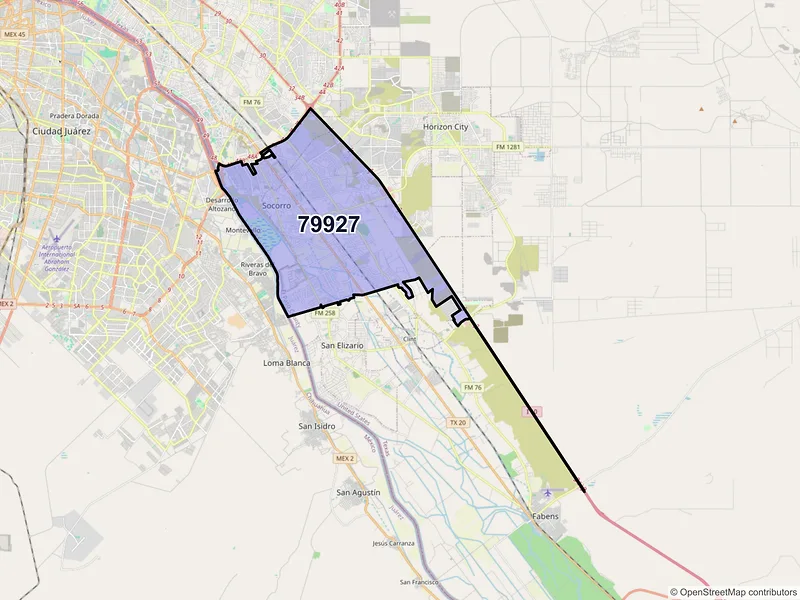 Map of ZIP Code 79927 — El Paso, TX