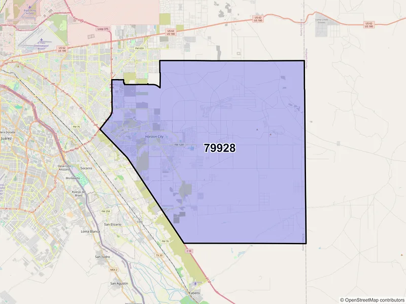 Map of ZIP Code 79928 — El Paso, TX