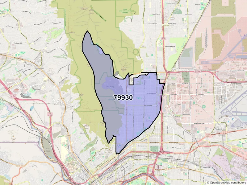 Map of ZIP Code 79930 — El Paso, TX