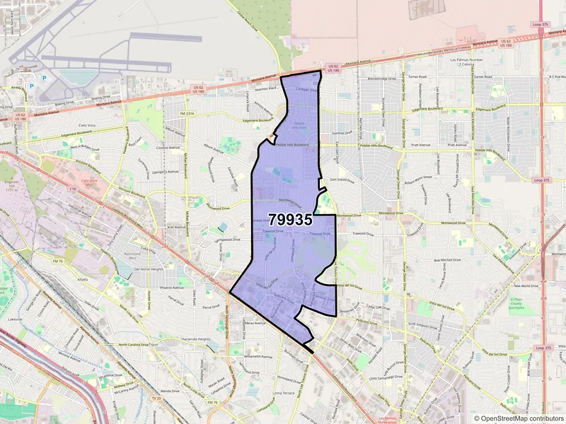 Map of ZIP Code 79935 — El Paso, TX