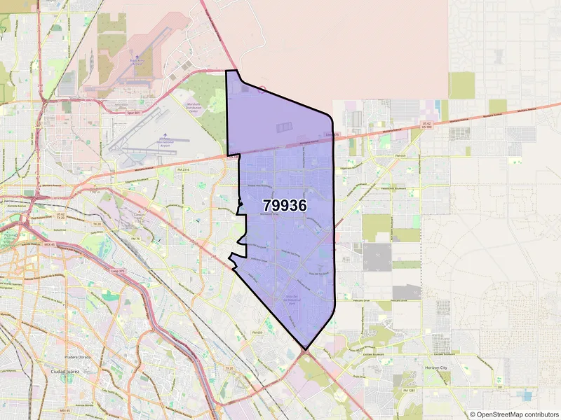 Map of ZIP Code 79936 — El Paso, TX
