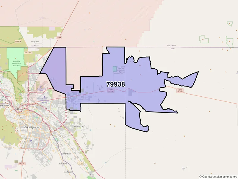 Map of ZIP Code 79938 — El Paso, TX