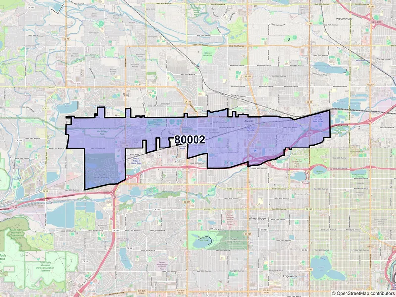 Map of ZIP Code 80002 — Arvada, CO