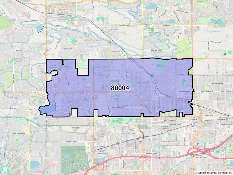 Map of ZIP Code 80004 — Arvada, CO