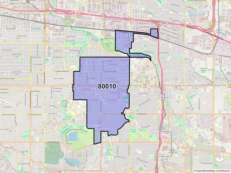 Map of ZIP Code 80010 — Aurora, CO