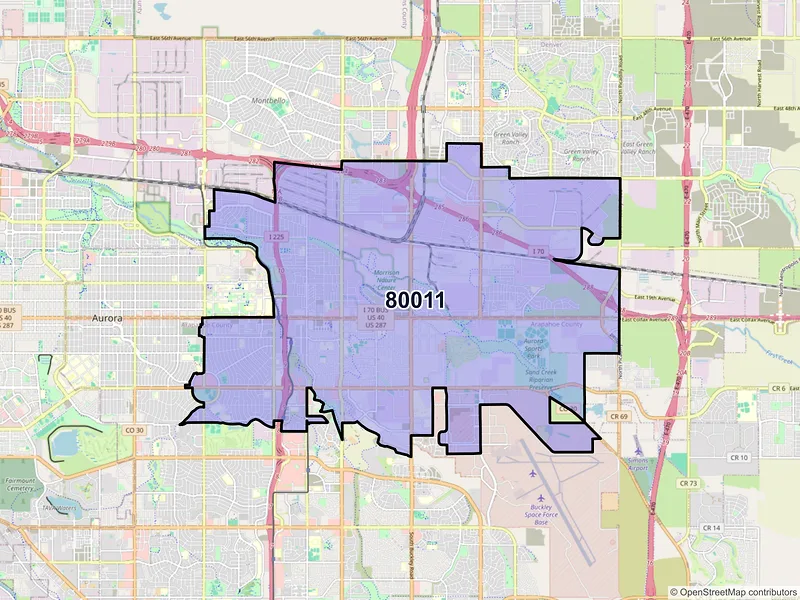 Map of ZIP Code 80011 — Aurora, CO