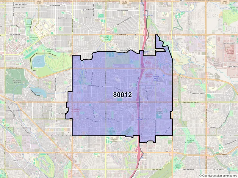 Map of ZIP Code 80012 — Aurora, CO