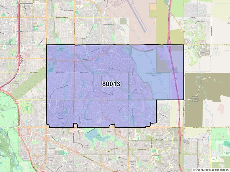 Map of ZIP Code 80013 — Aurora, CO