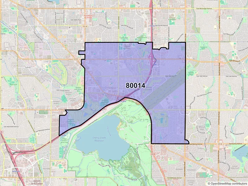 Map of ZIP Code 80014 — Aurora, CO