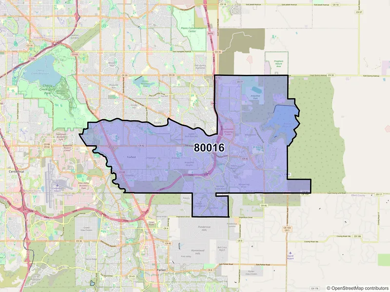 Map of ZIP Code 80016 — Aurora, CO