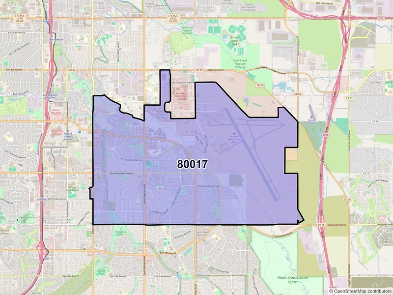 Map of ZIP Code 80017 — Aurora, CO