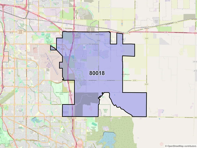 Map of ZIP Code 80018 — Aurora, CO