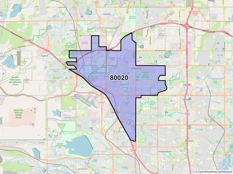 Map of ZIP Code 80020 — Broomfield, CO