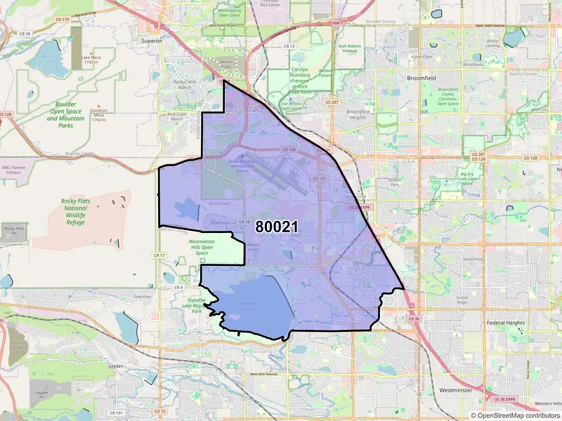 Map of ZIP Code 80021 — Broomfield, CO