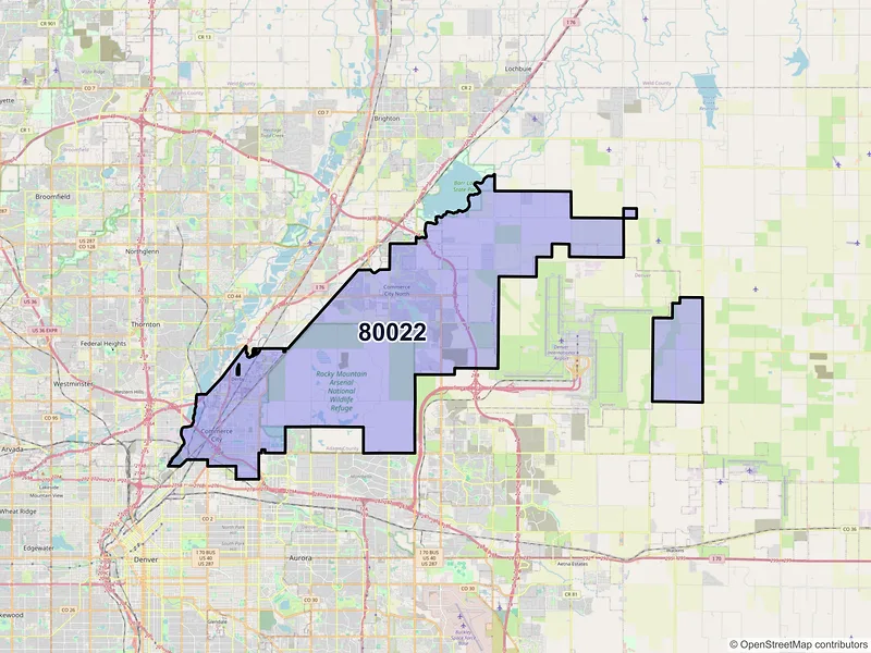 Map of ZIP Code 80022 — Commerce City, CO