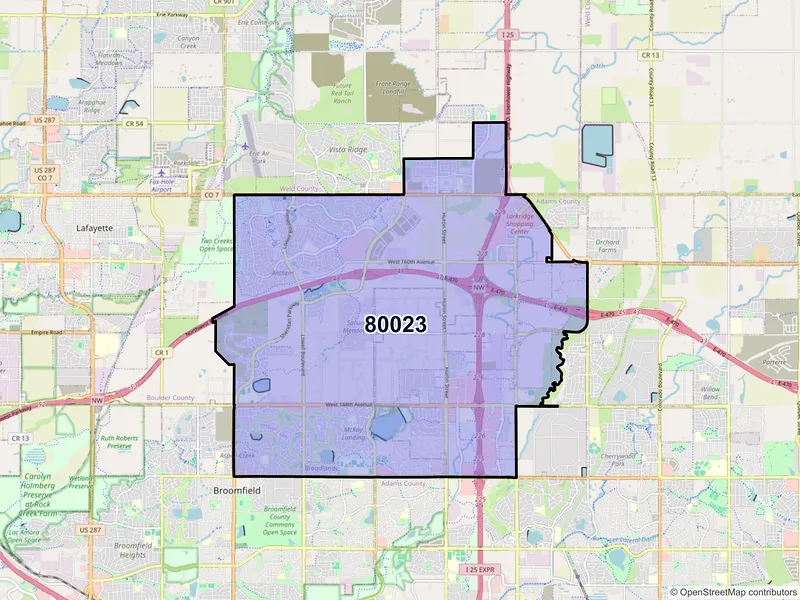 Map of ZIP Code 80023 — Broomfield, CO