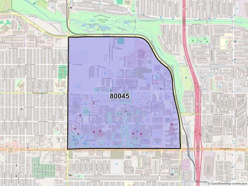 Map of ZIP Code 80045 — Aurora, CO
