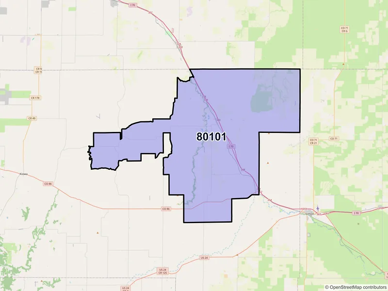 Map of ZIP Code 80101 — Agate, CO