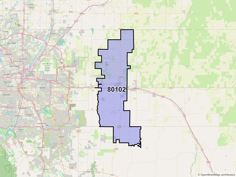 Map of ZIP Code 80102 — Bennett, CO