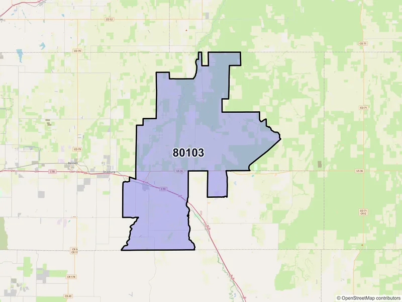 Map of ZIP Code 80103 — Byers, CO