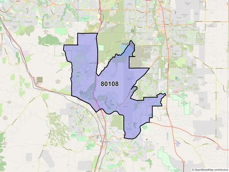 Map of ZIP Code 80108 — Castle Rock, CO