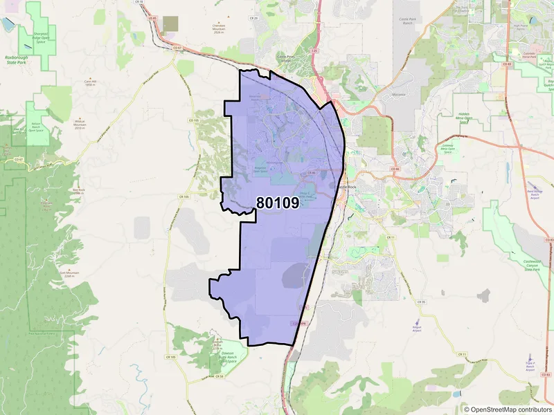 Map of ZIP Code 80109 — Castle Rock, CO