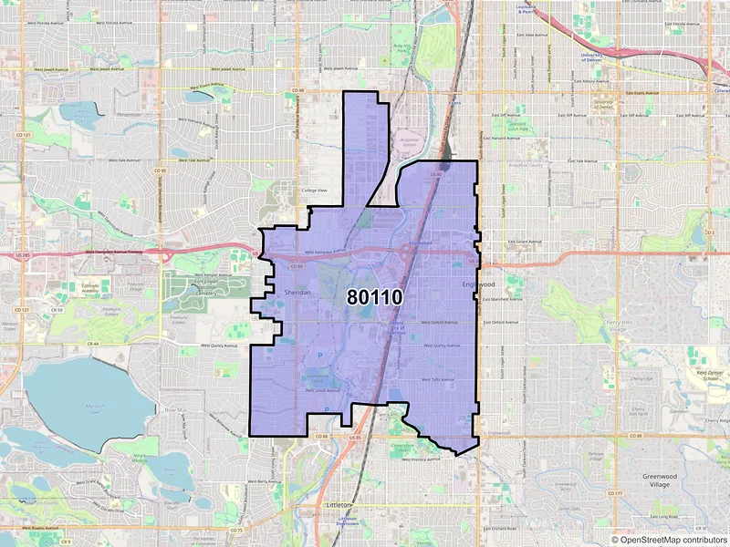 Map of ZIP Code 80110 — Englewood, CO