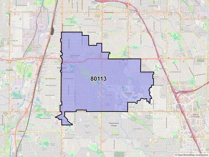 Map of ZIP Code 80113 — Englewood, CO