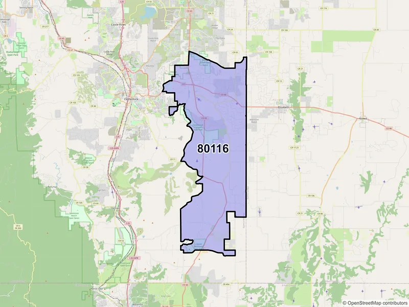 Map of Franktown, Colorado and ZIP codes