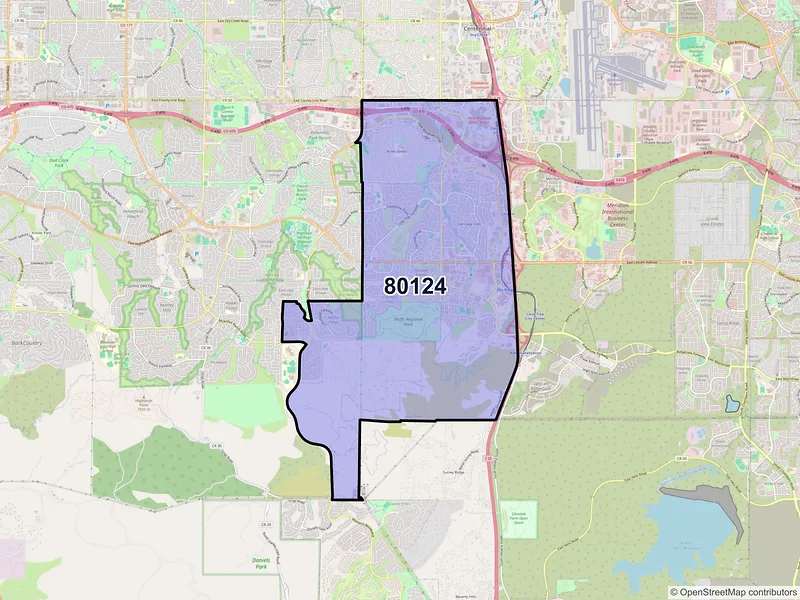 Map of ZIP Code 80124 — Lone Tree, CO