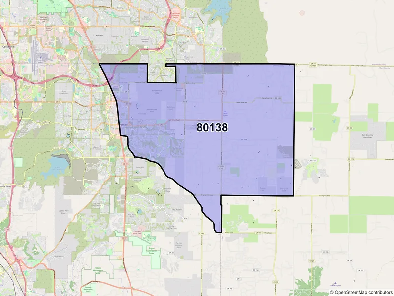 Map of ZIP Code 80138 — Parker, CO