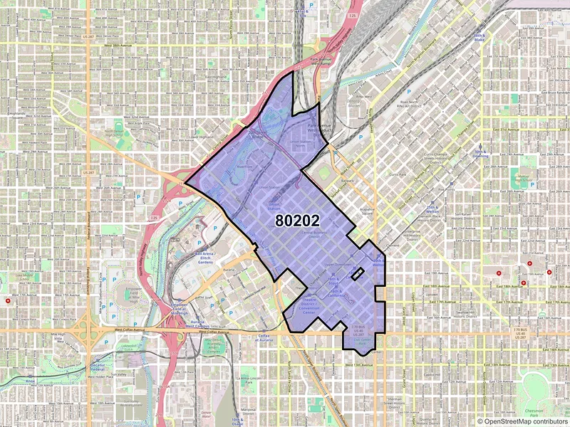 Map of ZIP Code 80202 — Denver, CO