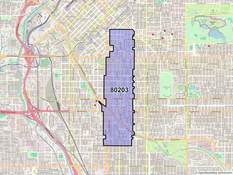 Map of ZIP Code 80203 — Denver, CO