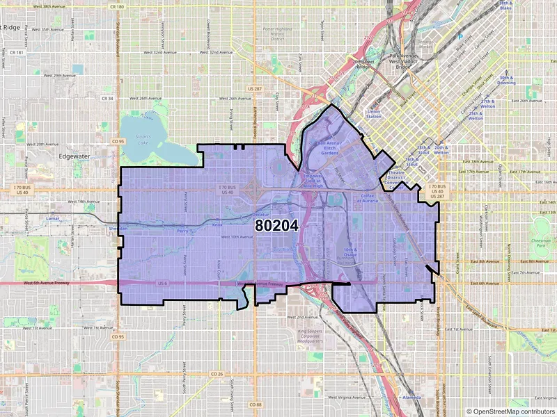 Map of ZIP Code 80204 — Denver, CO