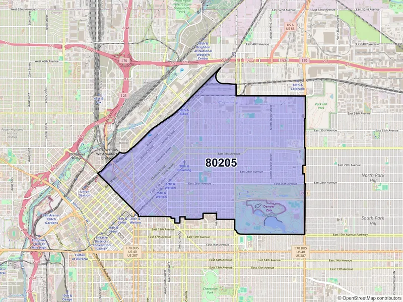 Map of ZIP Code 80205 — Denver, CO