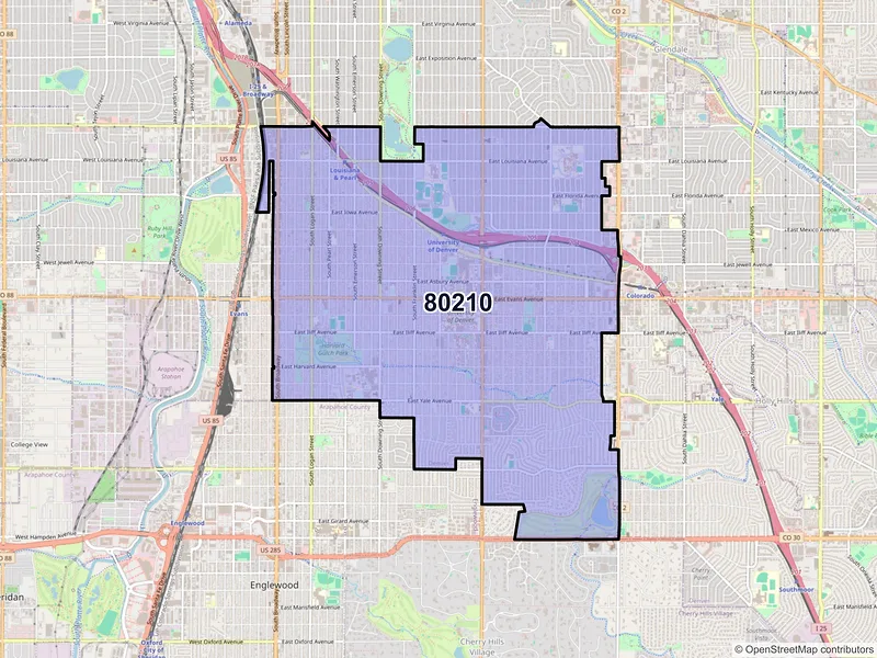 Map of ZIP Code 80210 — Denver, CO
