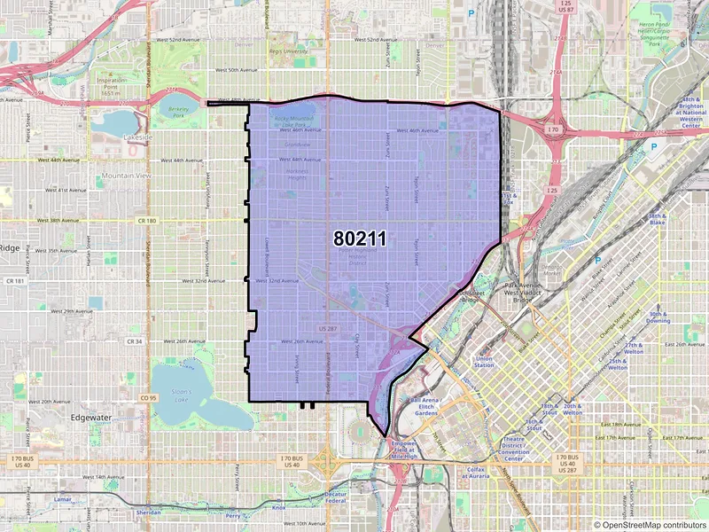 Map of ZIP Code 80211 — Denver, CO