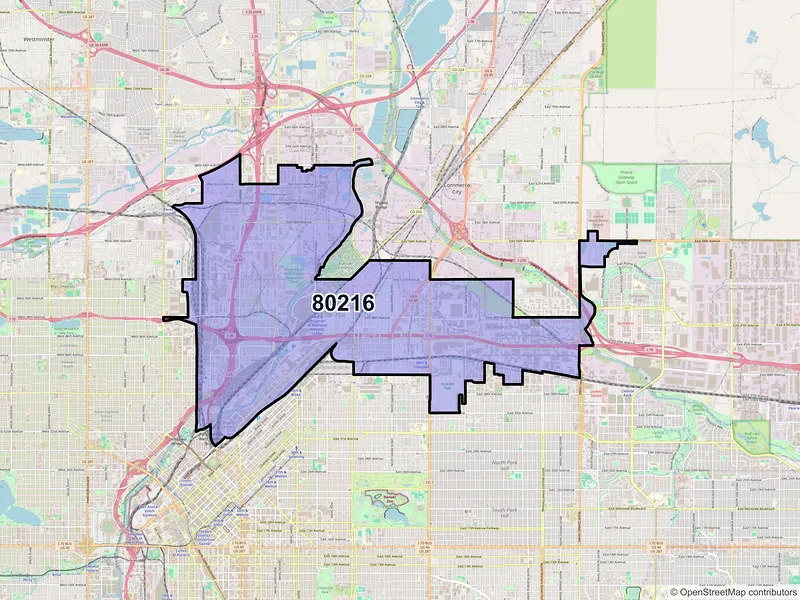 Map of ZIP Code 80216 — Denver, CO