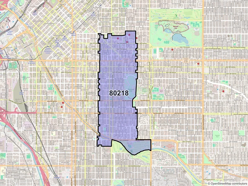Map of ZIP Code 80218 — Denver, CO