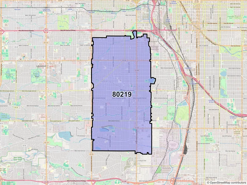 Map of ZIP Code 80219 — Denver, CO