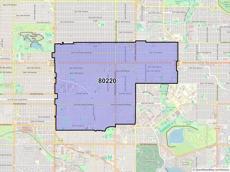 Map of ZIP Code 80220 — Denver, CO