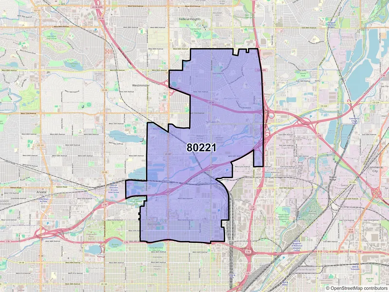 Map of ZIP Code 80221 — Denver, CO