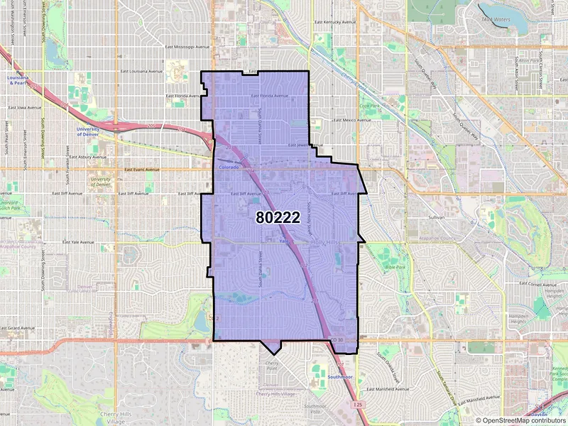 Map of ZIP Code 80222 — Denver, CO