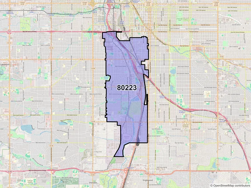Map of ZIP Code 80223 — Denver, CO