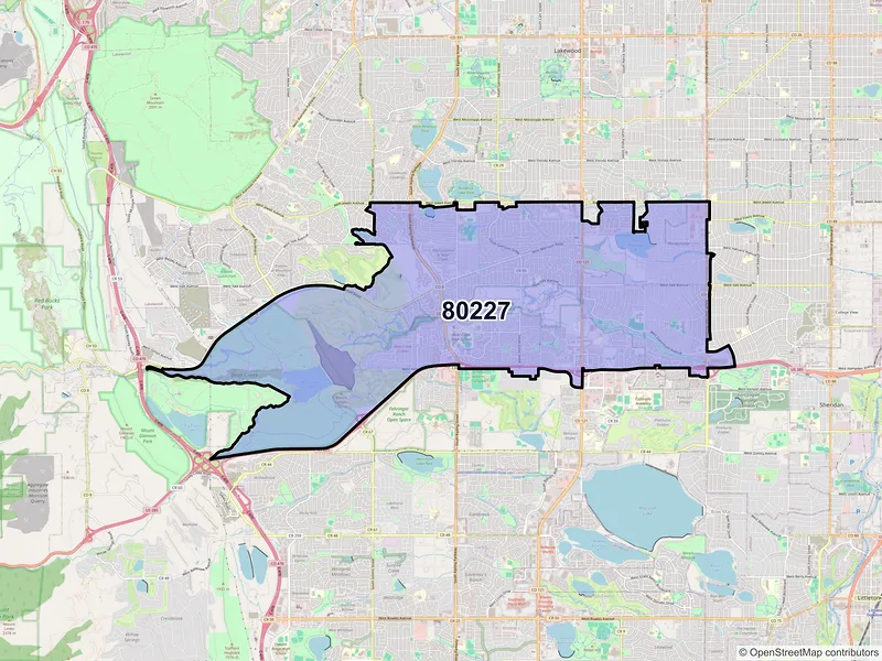 Map of ZIP Code 80227 — Denver, CO