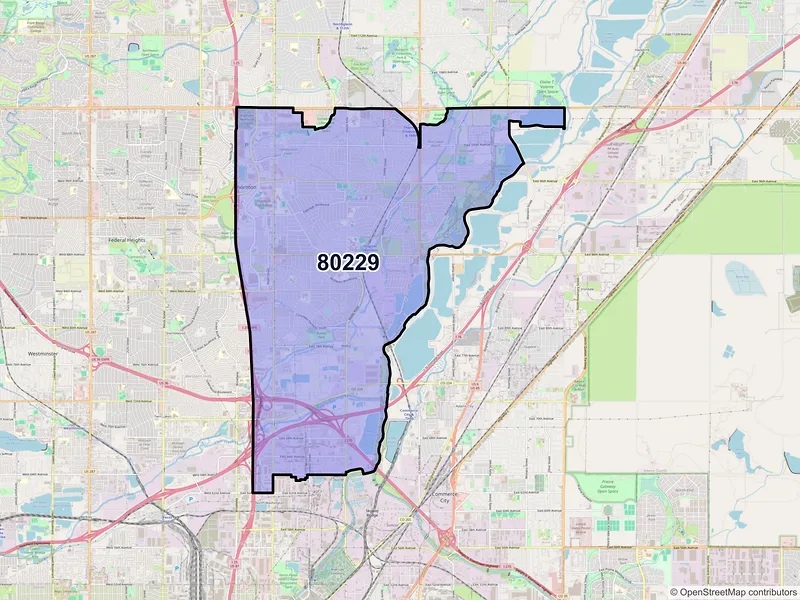 Map of ZIP Code 80229 — Denver, CO