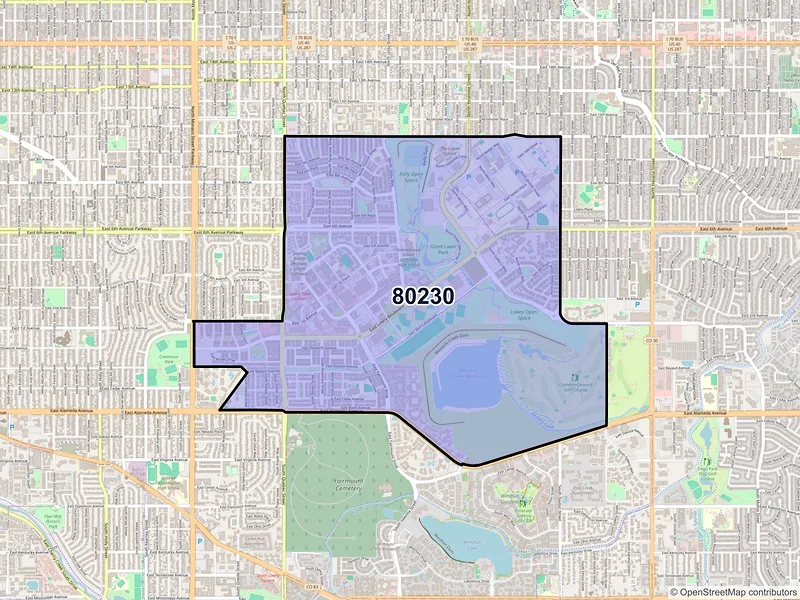 Map of ZIP Code 80230 — Denver, CO