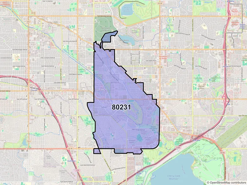 Map of ZIP Code 80231 — Denver, CO