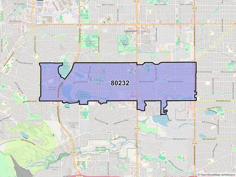 Map of ZIP Code 80232 — Denver, CO