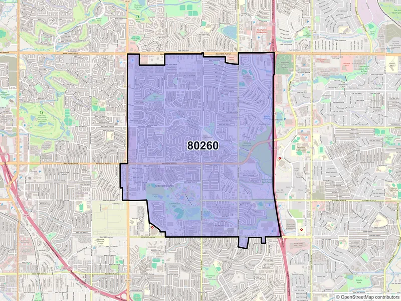 Map of ZIP Code 80260 — Denver, CO